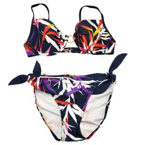 Skye Swimwear Multicolor Tropical Print 2 Piece Bikini Set Women's Size S Beach